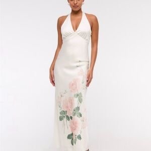 Abercrombie & Fitch White Floral Backless Dress